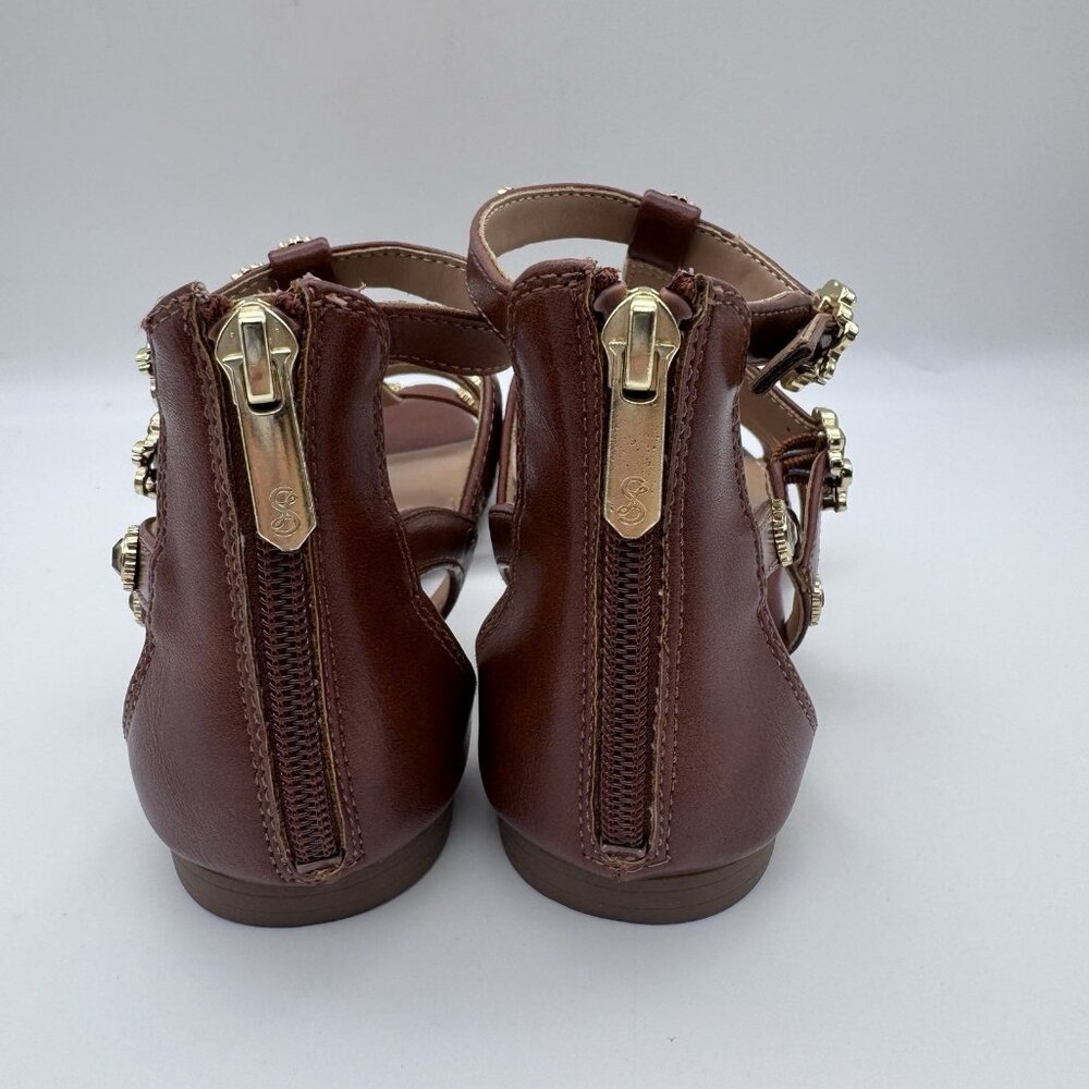 Sam & Libby Rhonda Gladiator Sandals Womans 6 Brown Gold Bling Rinestones Strapy - Picture 4 of 6